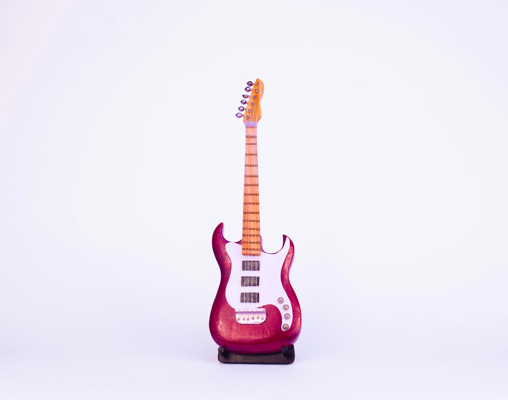 Electric Guitar - Red - Wooden Miniature Musical Instrument Handicraft