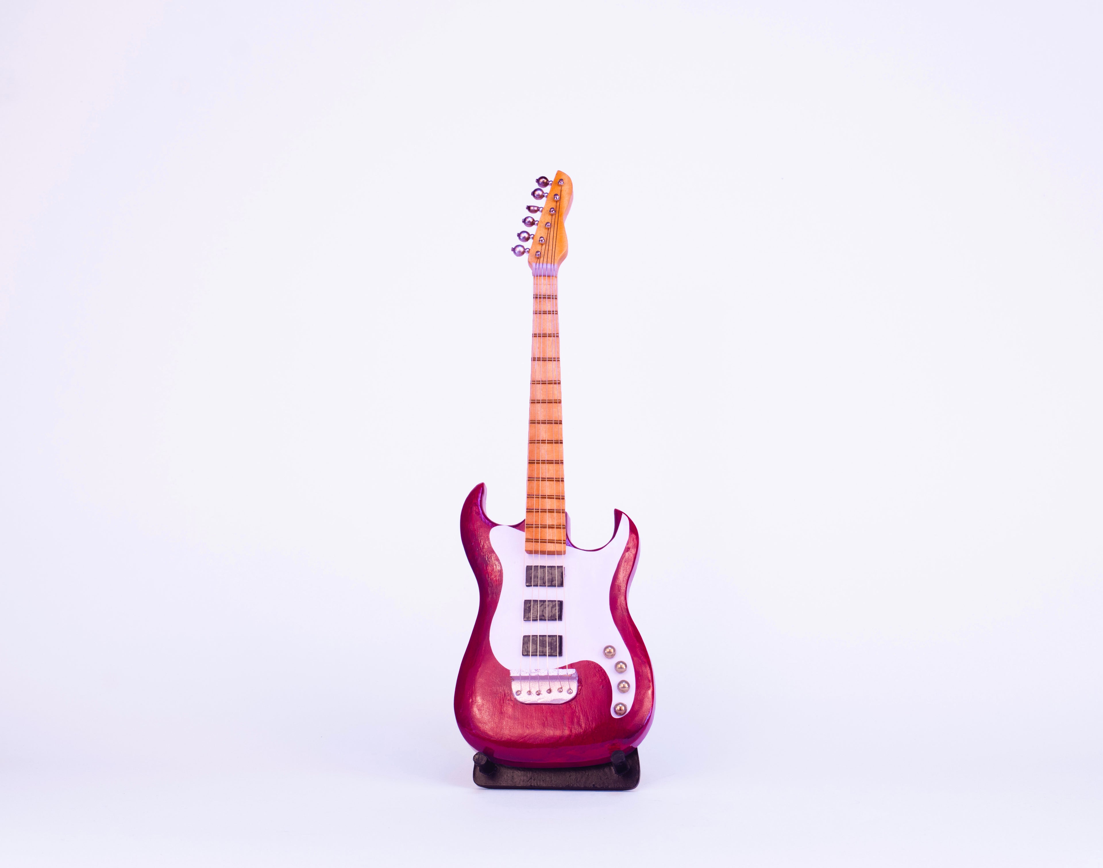 Electric Guitar - Red - Wooden Miniature Musical Instrument Handicraft