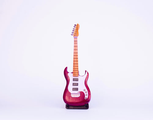 Electric Guitar - Red - Wooden Miniature Musical Instrument Handicraft