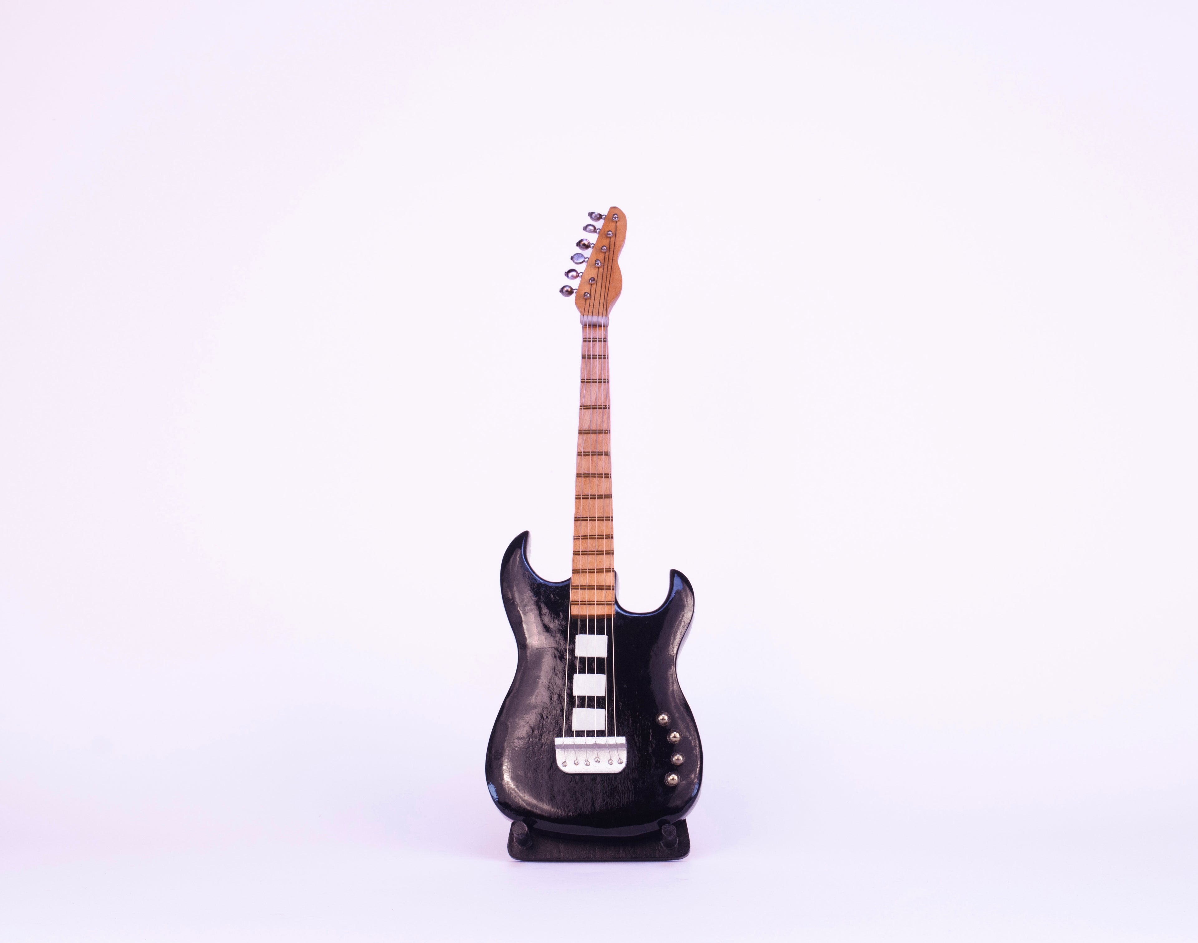 Electric Guitar - Black - Wooden Miniature Musical Instrument Handicraft