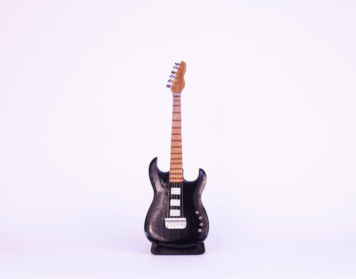 Electric Guitar - Black - Wooden Miniature Musical Instrument Handicraft