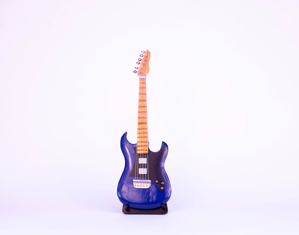 Electric Guitar - Blue - Wooden Miniature Musical Instrument Handicraft