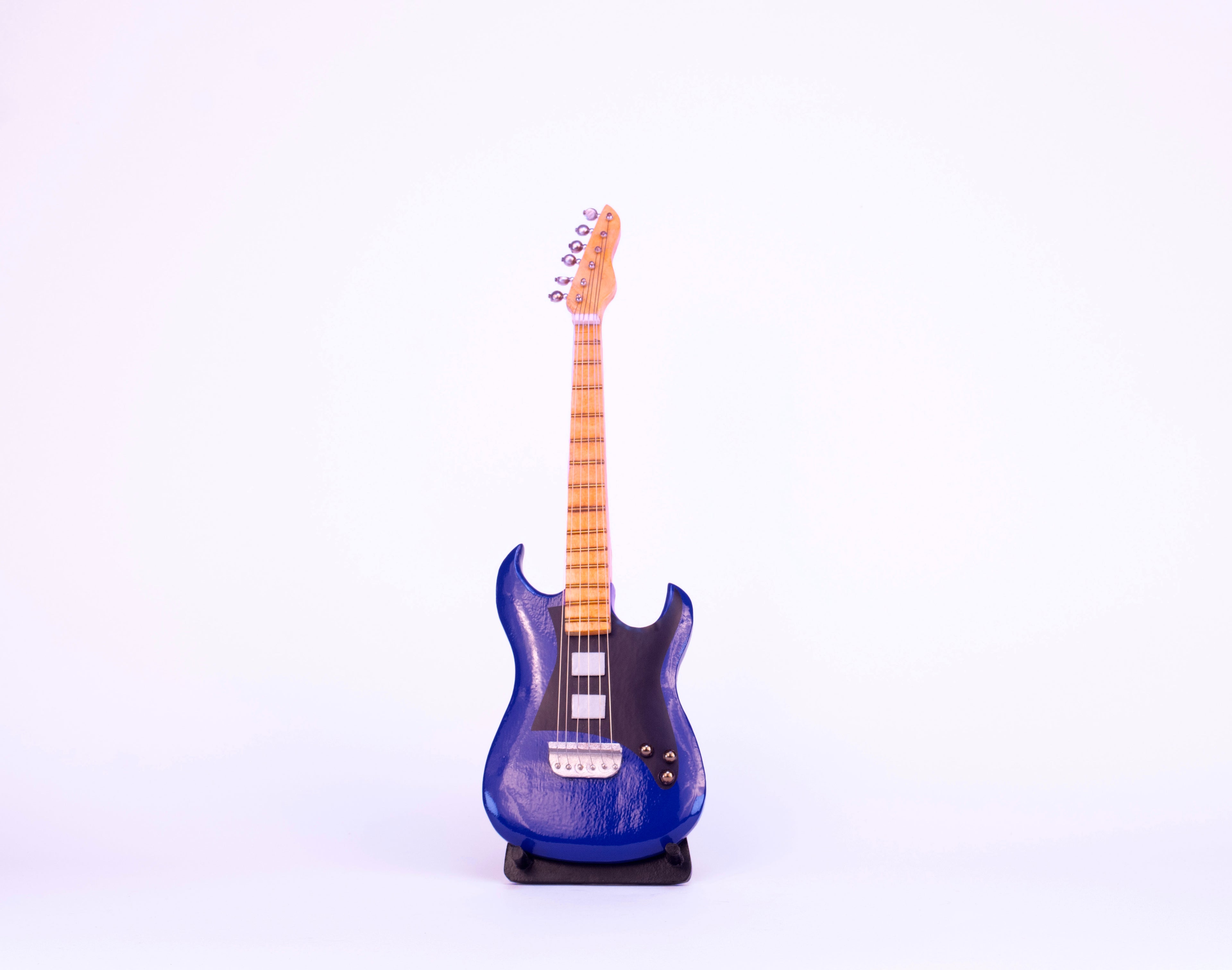 Electric Guitar - Blue - Wooden Miniature Musical Instrument Handicraft
