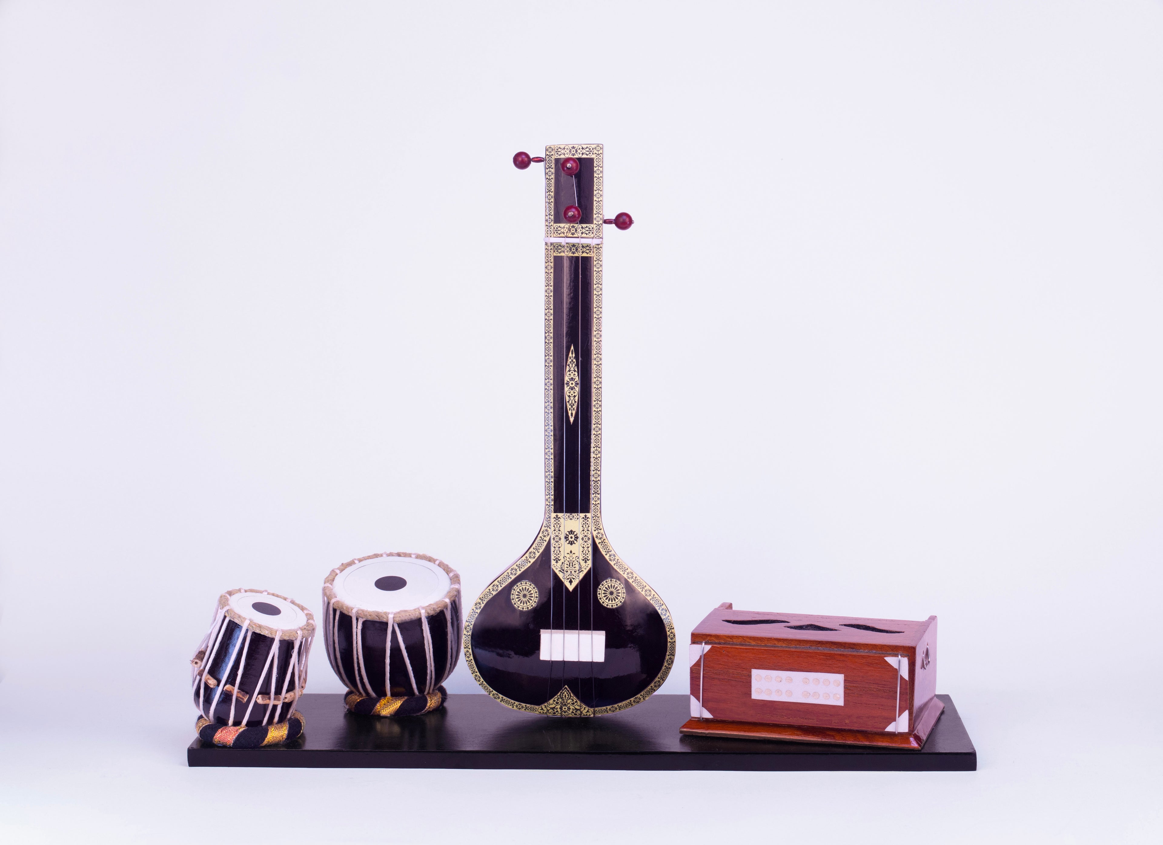 Indian Classical Musical Instrument Set - Wooden Miniature Musical Instrument Handicraft