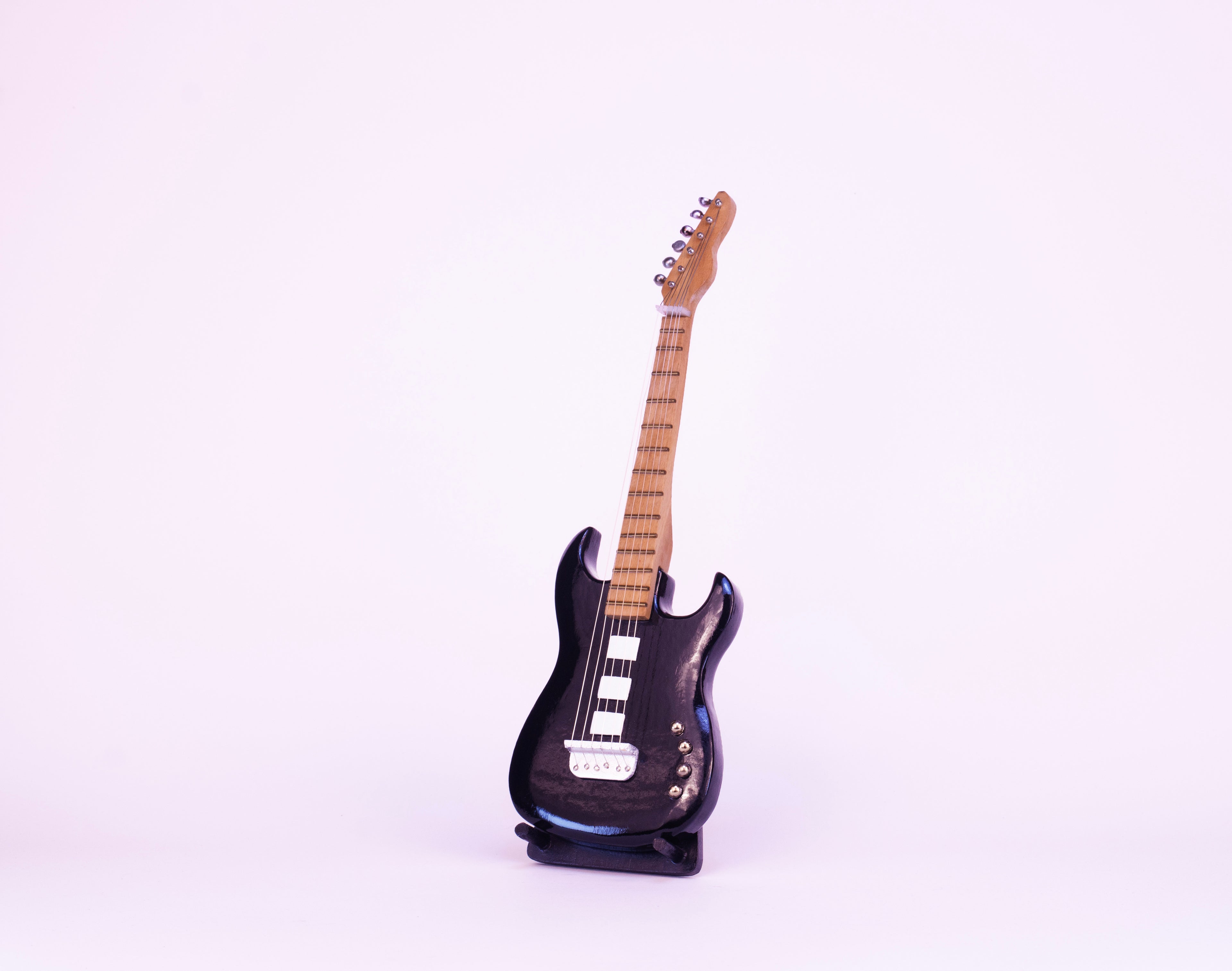 Electric Guitar - Black - Wooden Miniature Musical Instrument Handicraft