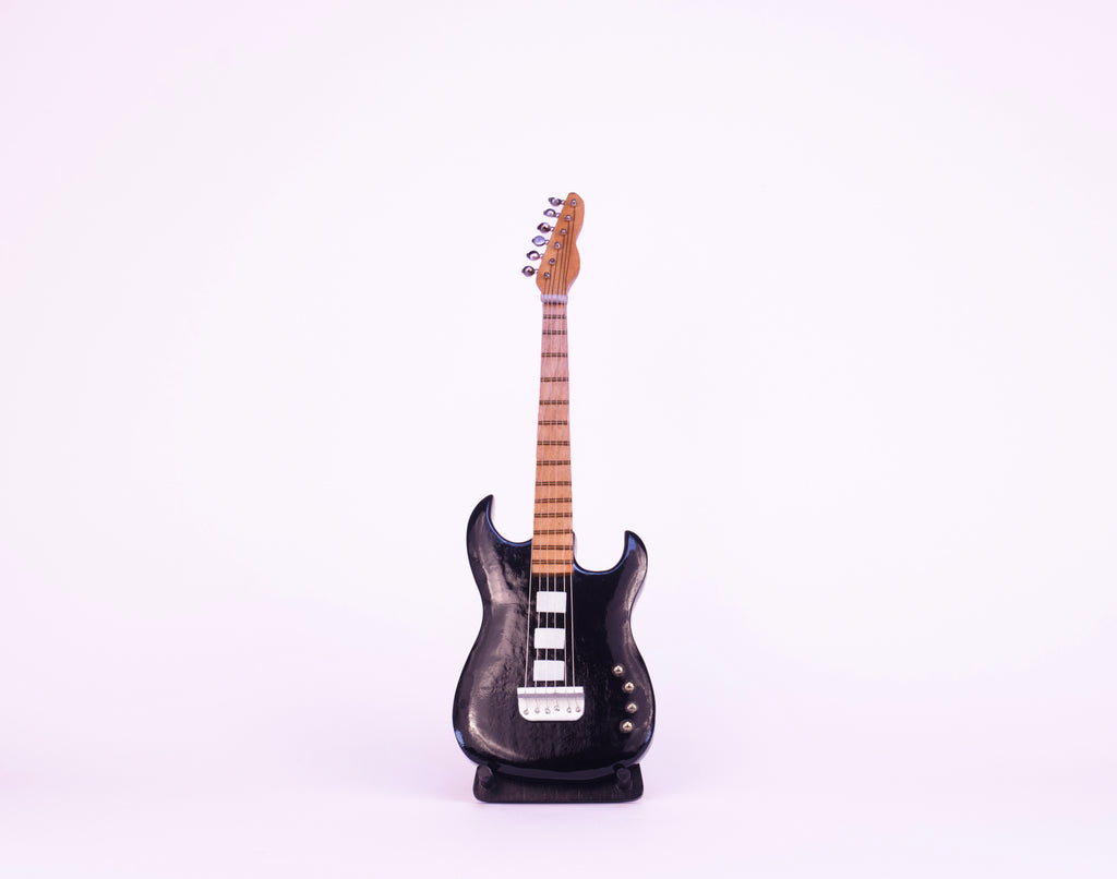 Electric Guitar - Black - Wooden Miniature Musical Instrument Handicraft
