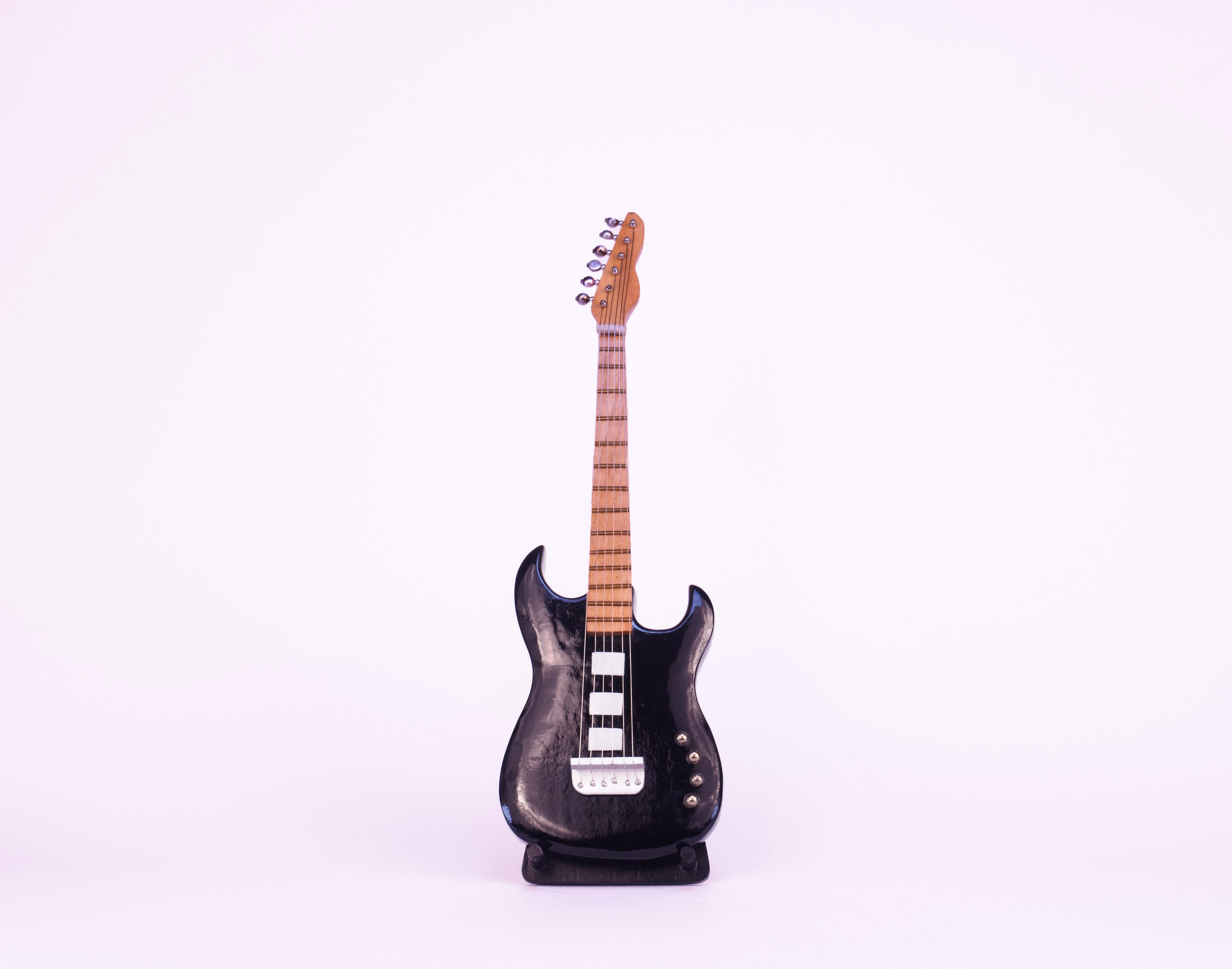 Electric Guitar - Black - Wooden Miniature Musical Instrument Handicraft