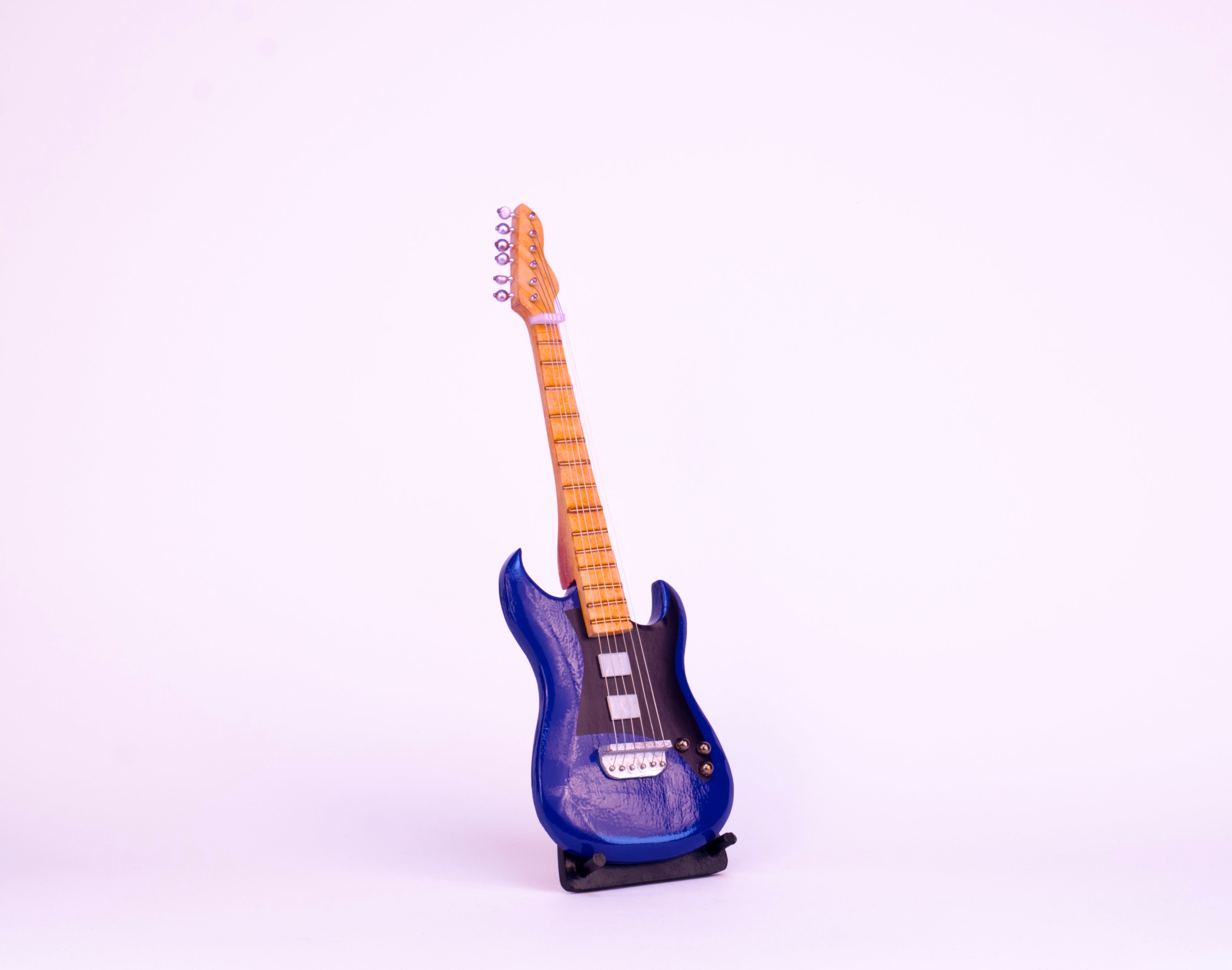 Electric Guitar - Blue - Wooden Miniature Musical Instrument Handicraft