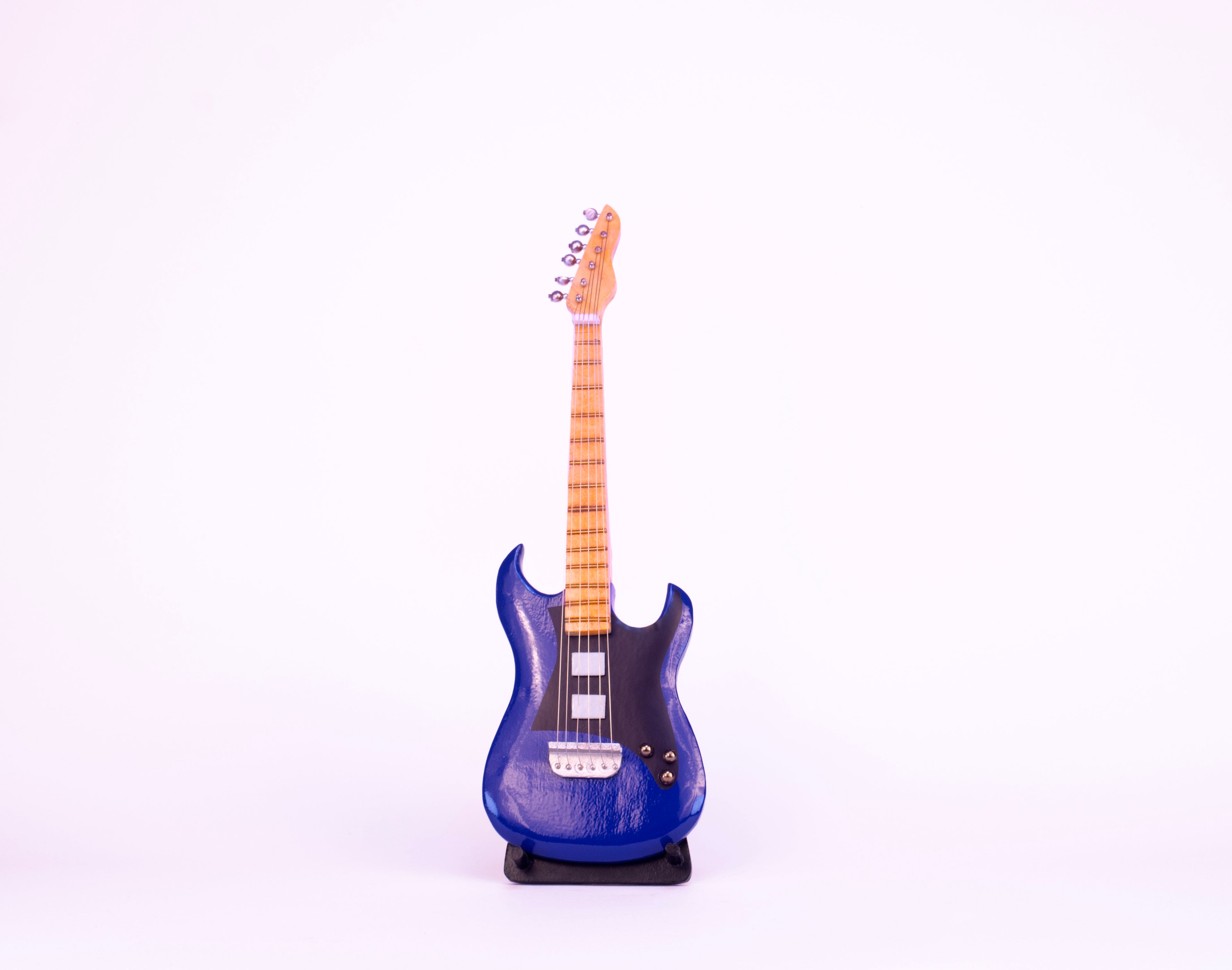 Electric Guitar - Blue - Wooden Miniature Musical Instrument Handicraft