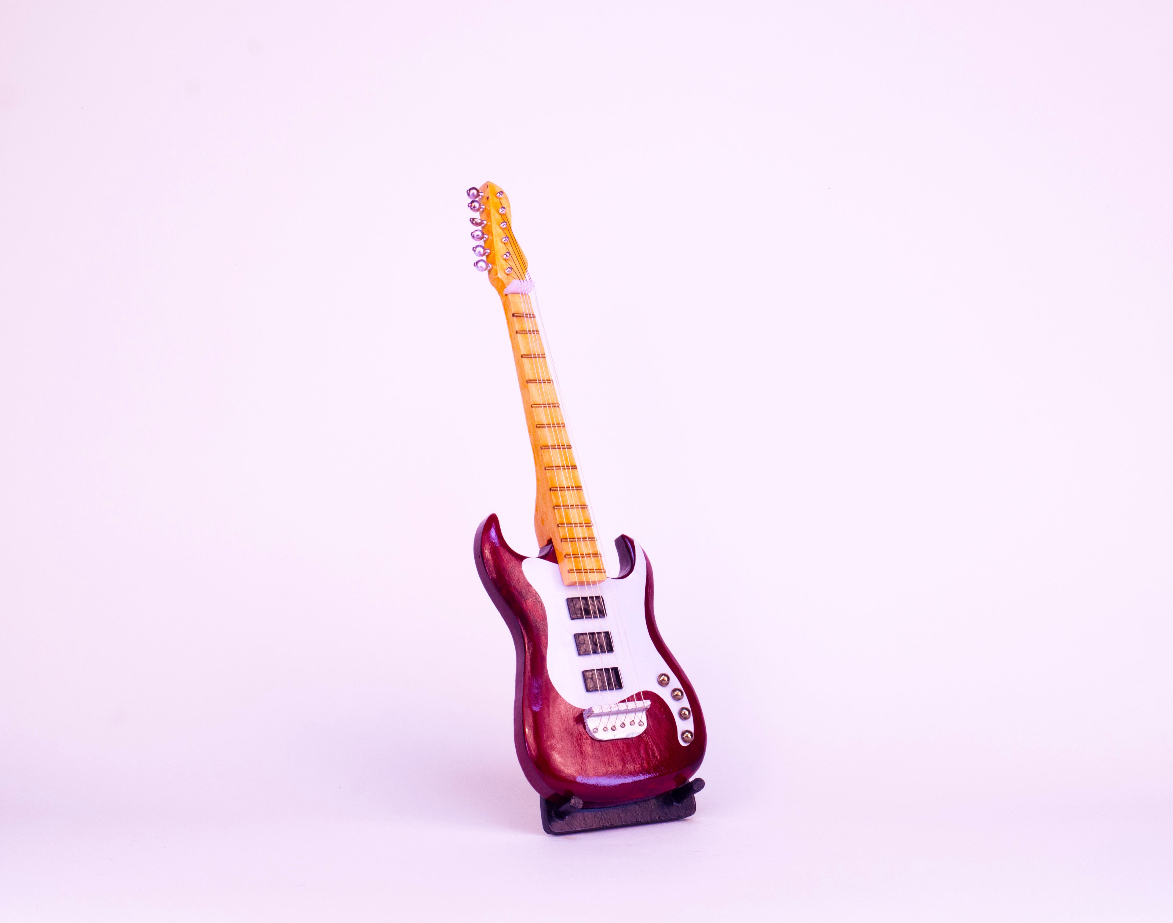 Electric Guitar - Red - Wooden Miniature Musical Instrument Handicraft