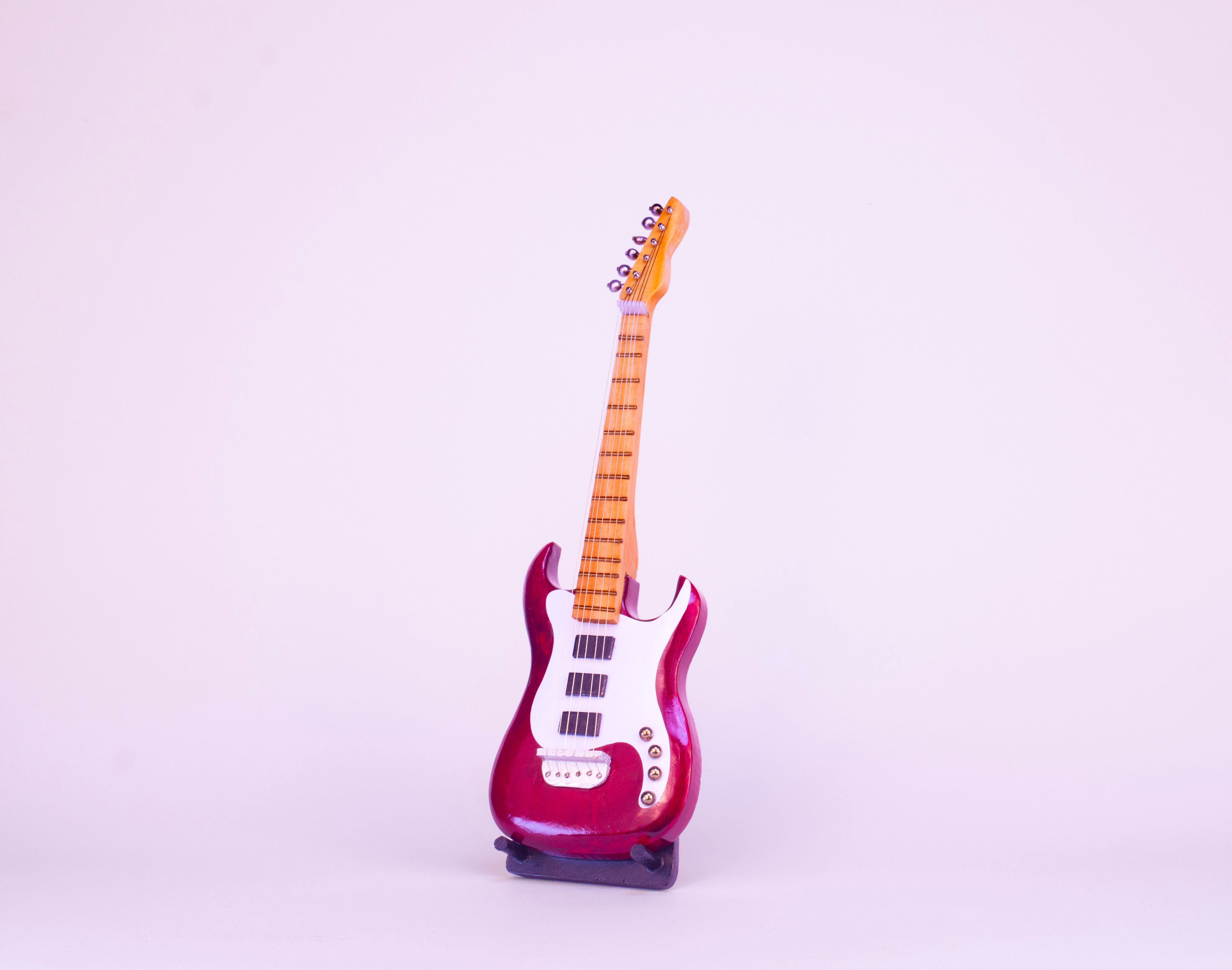 Electric Guitar - Red - Wooden Miniature Musical Instrument Handicraft