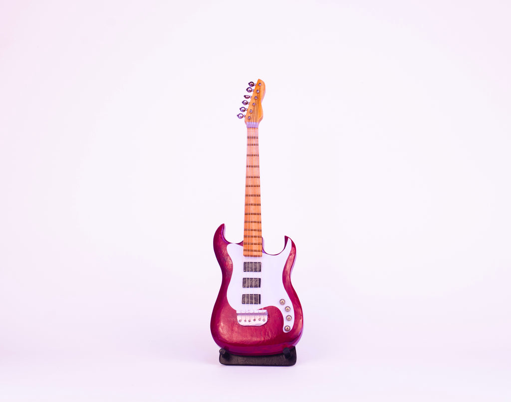 Electric Guitar - Red - Wooden Miniature Musical Instrument Handicraft