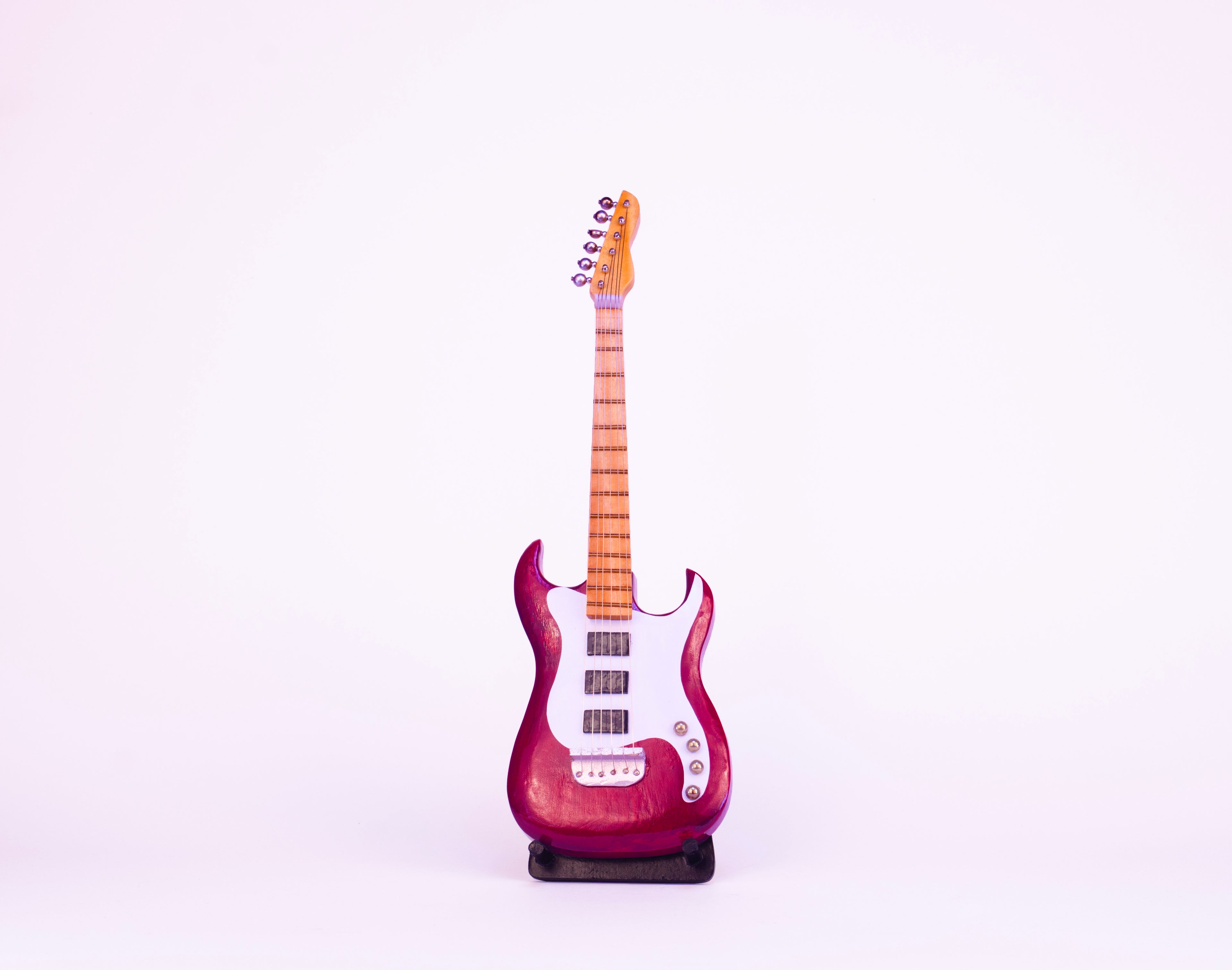 Electric Guitar - Red - Wooden Miniature Musical Instrument Handicraft