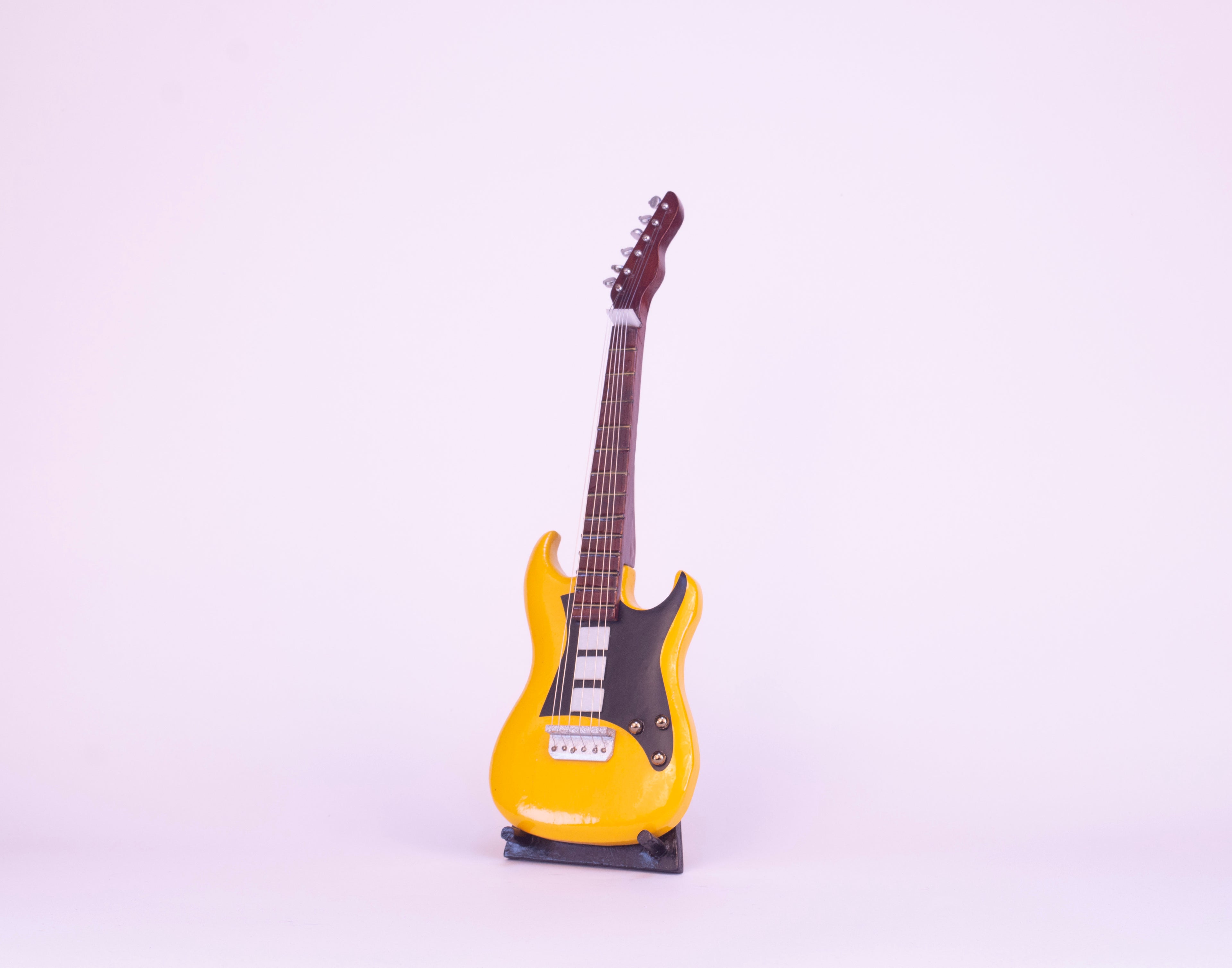 Electric Guitar - Yellow - Wooden Miniature Musical Instrument Handicraft