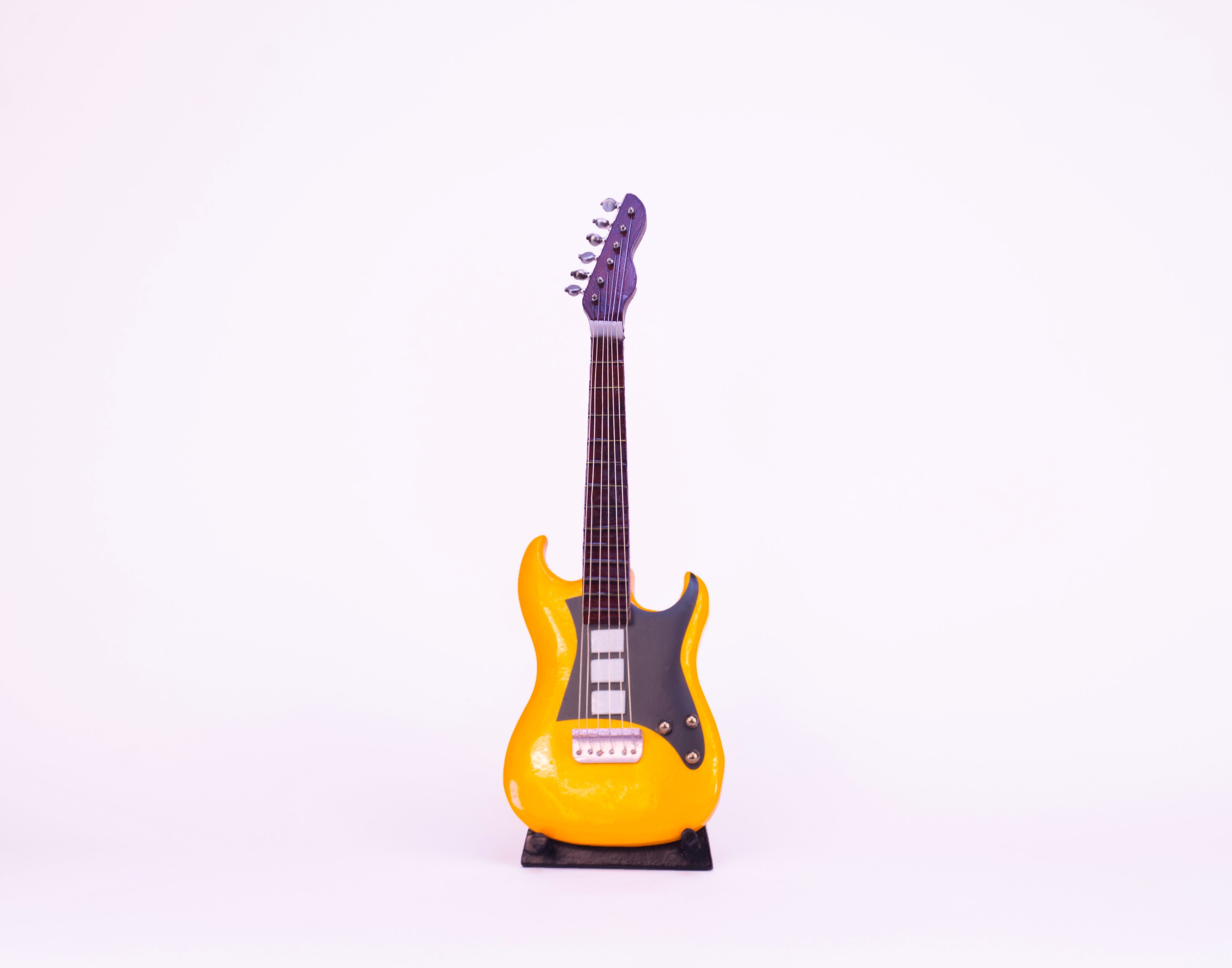 Electric Guitar - Yellow - Wooden Miniature Musical Instrument Handicraft