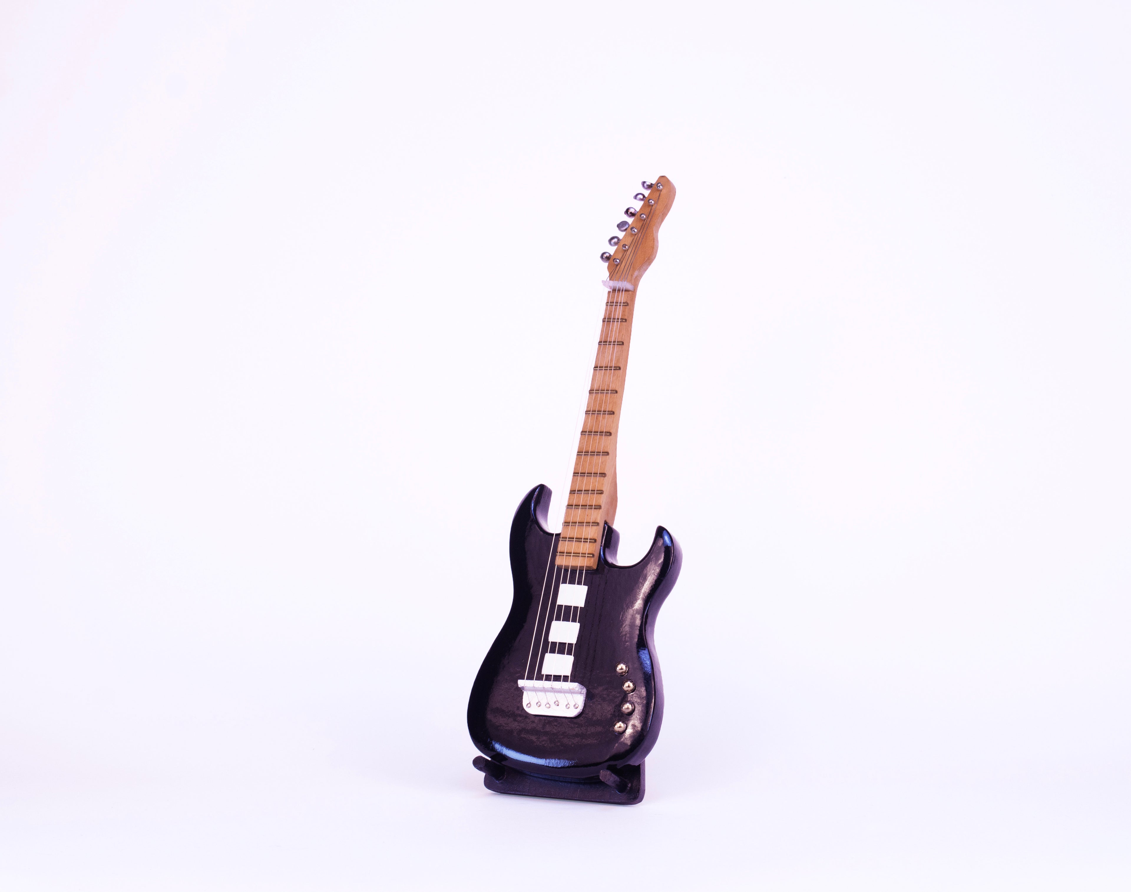 Electric Guitar - Black - Wooden Miniature Musical Instrument Handicraft