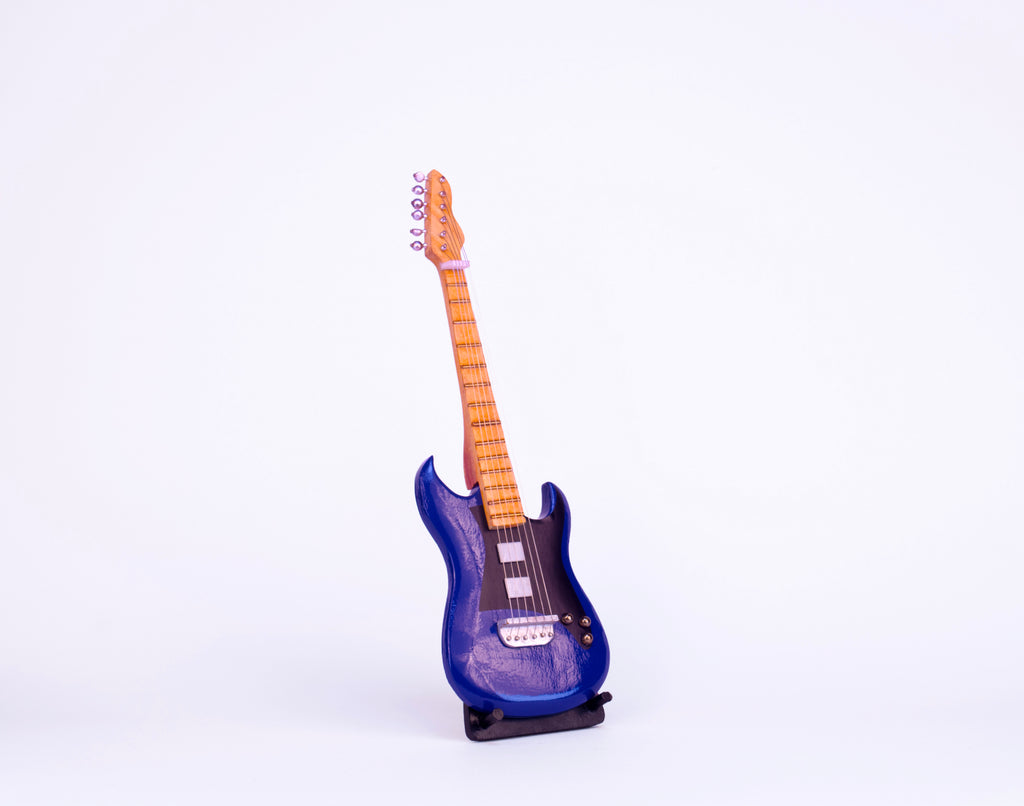 Electric Guitar - Blue - Wooden Miniature Musical Instrument Handicraft