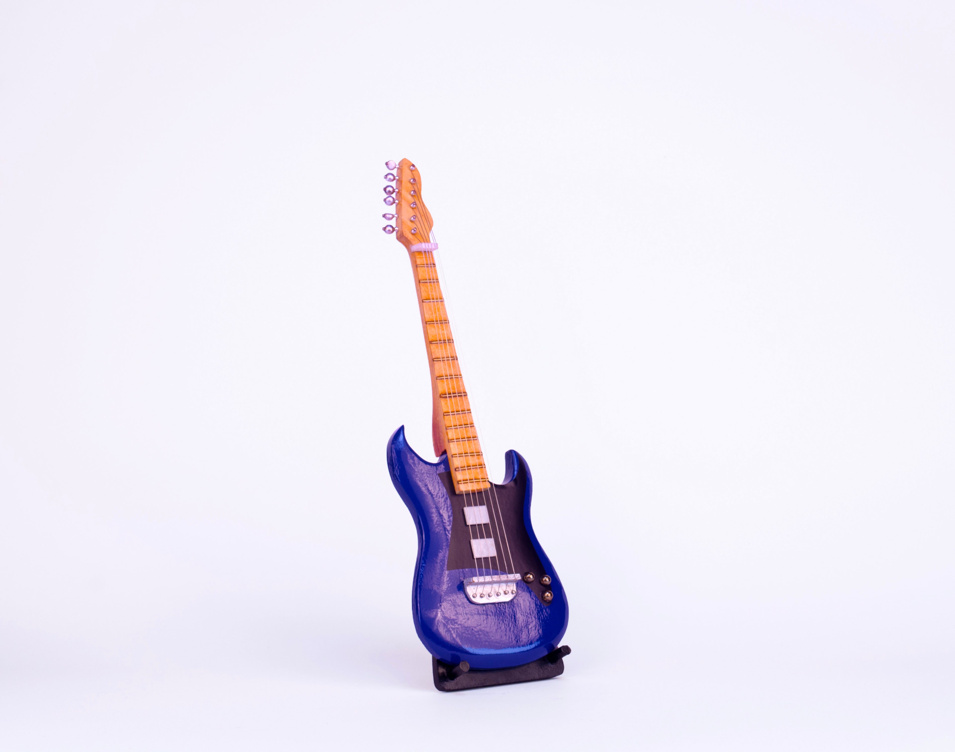 Electric Guitar - Blue - Wooden Miniature Musical Instrument Handicraft