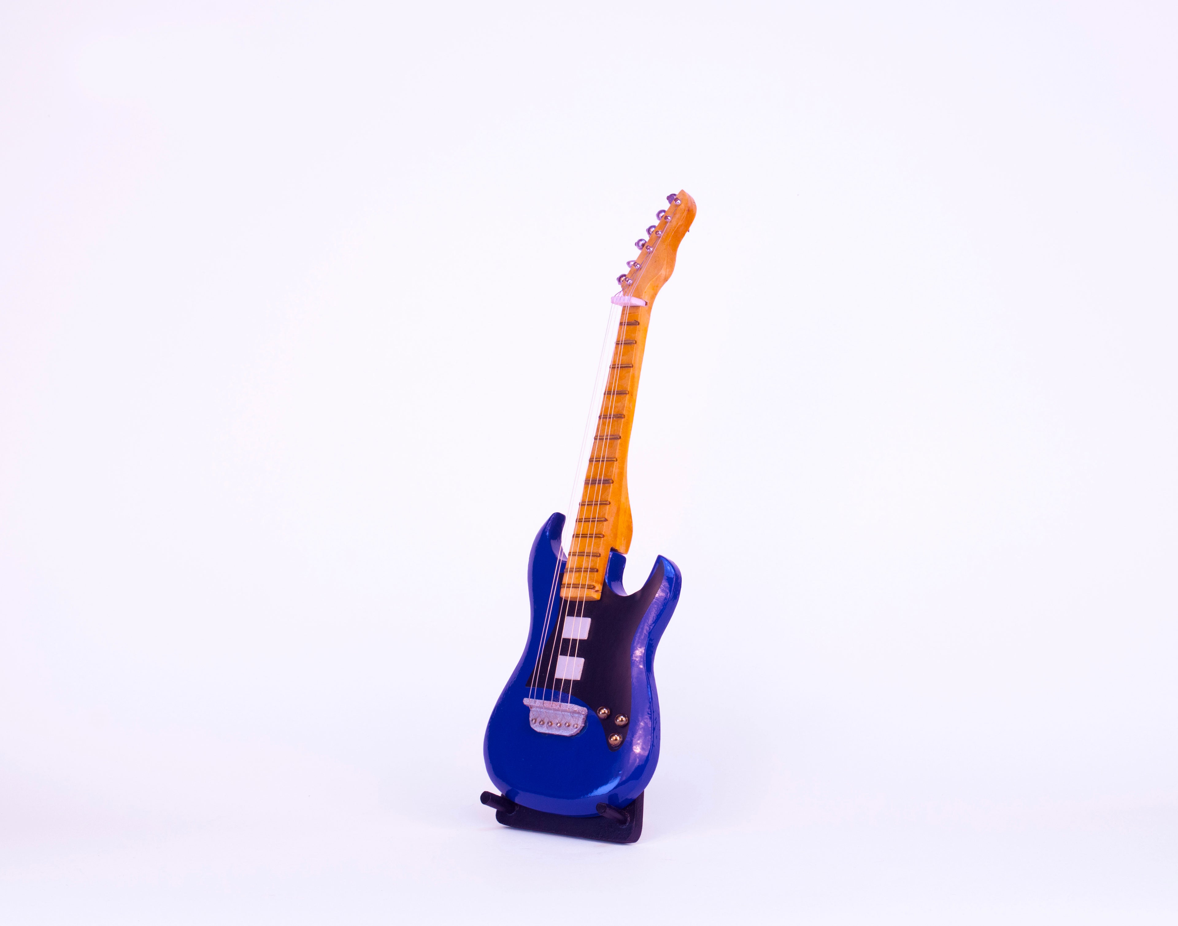 Electric Guitar - Blue - Wooden Miniature Musical Instrument Handicraft