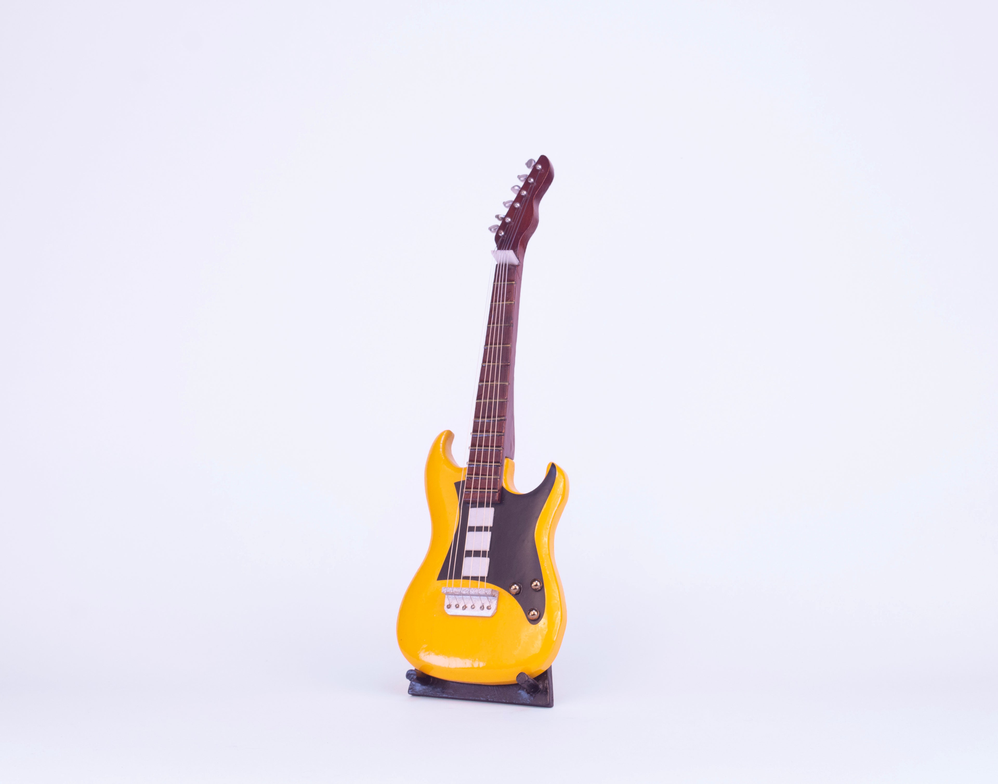Electric Guitar - Yellow - Wooden Miniature Musical Instrument Handicraft