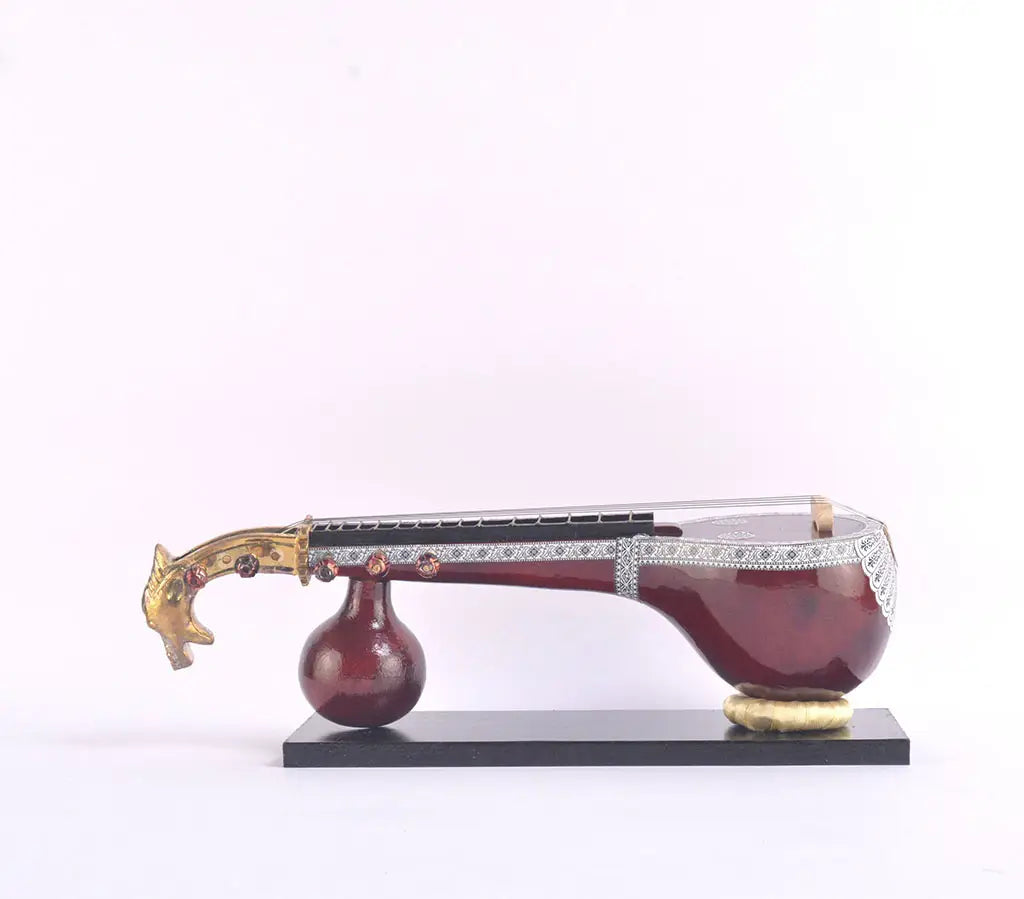 Handcrafted wooden Saraswati Veena miniature instrument