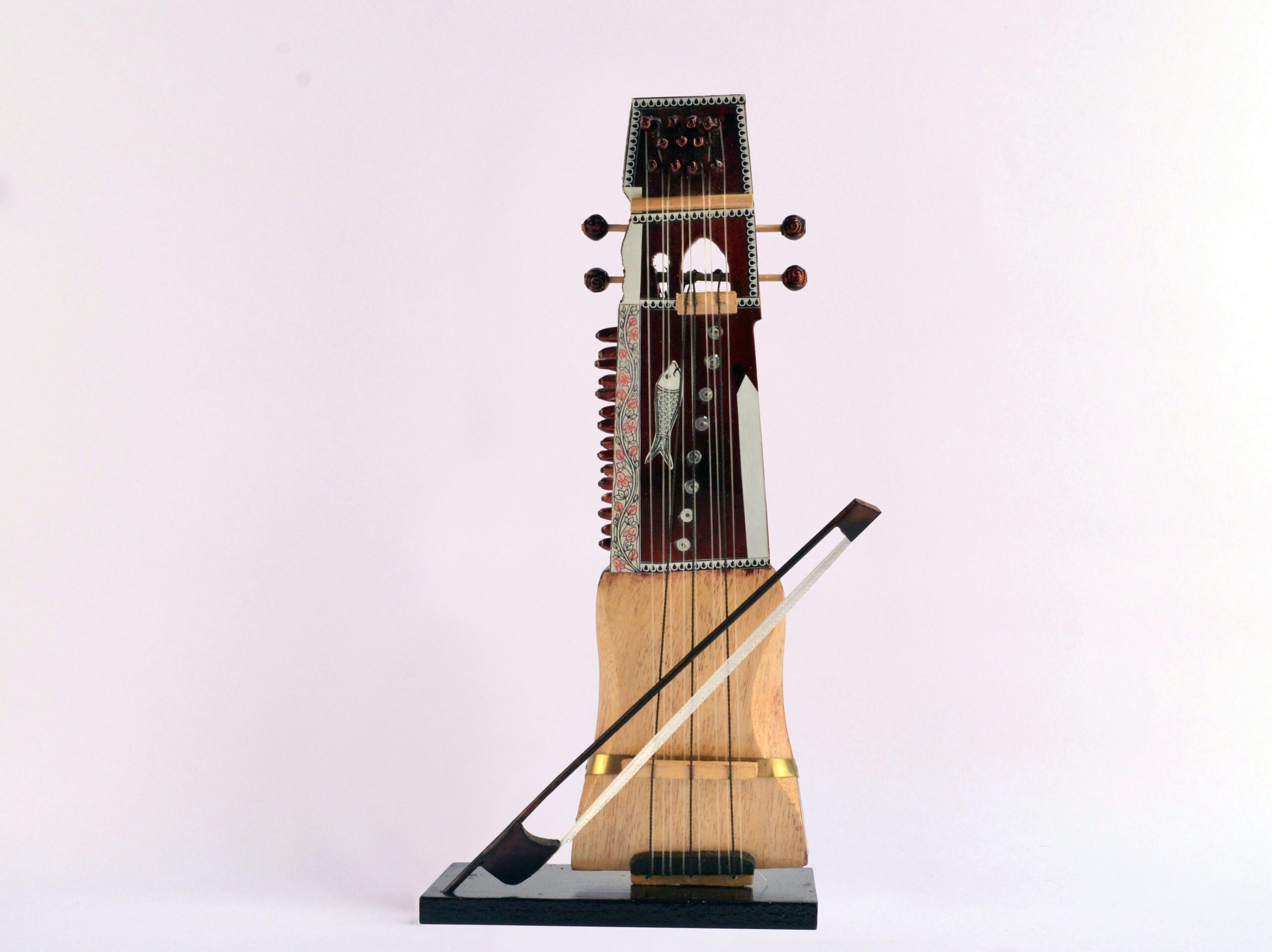 Handcrafted wooden Sarengi miniature instrument