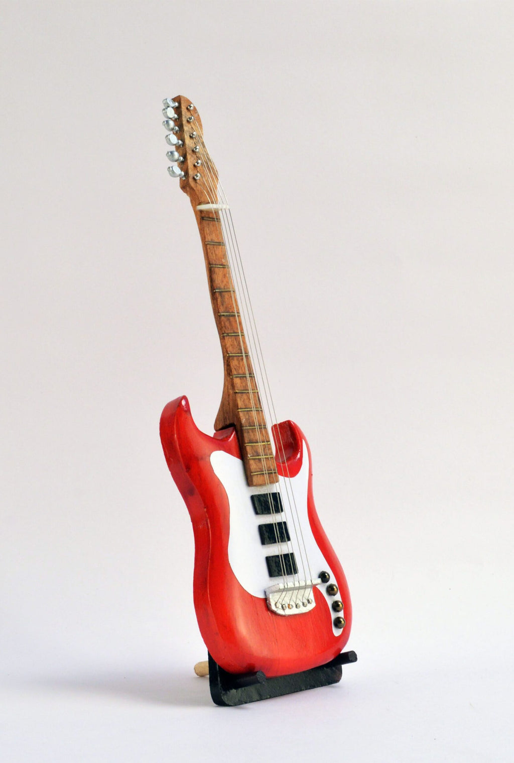 Electric Guitar - Red - Decorative Wooden Miniature Instrument