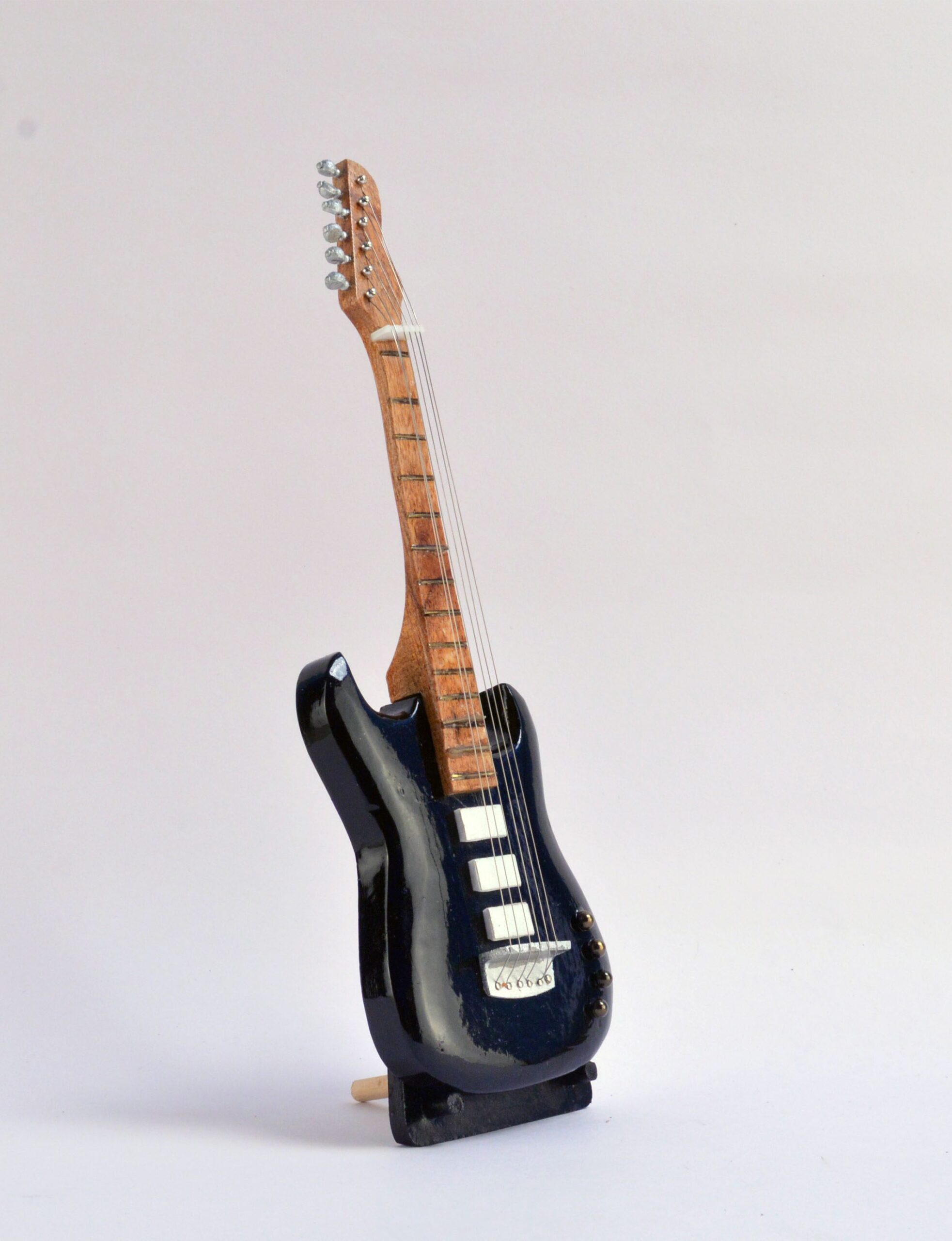 Electric Guitar - Black - Decorative Wooden Miniature Instrument