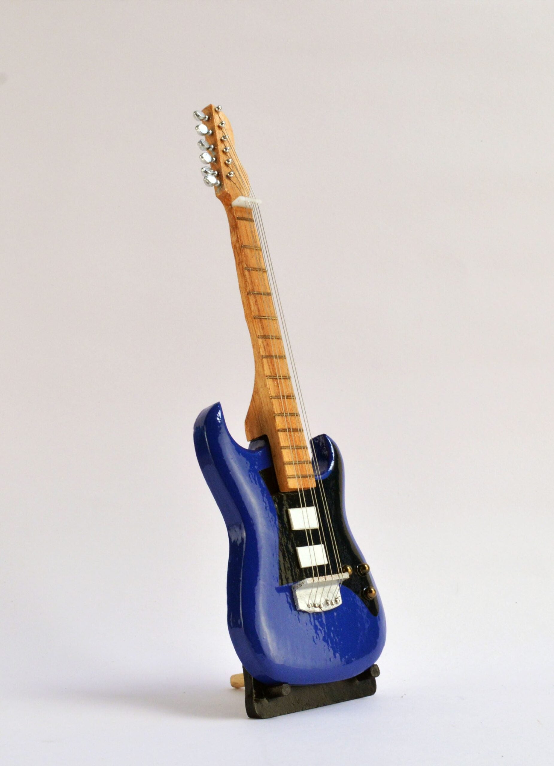 Electric Guitar - Blue - Decorative Wooden Miniature Instrument