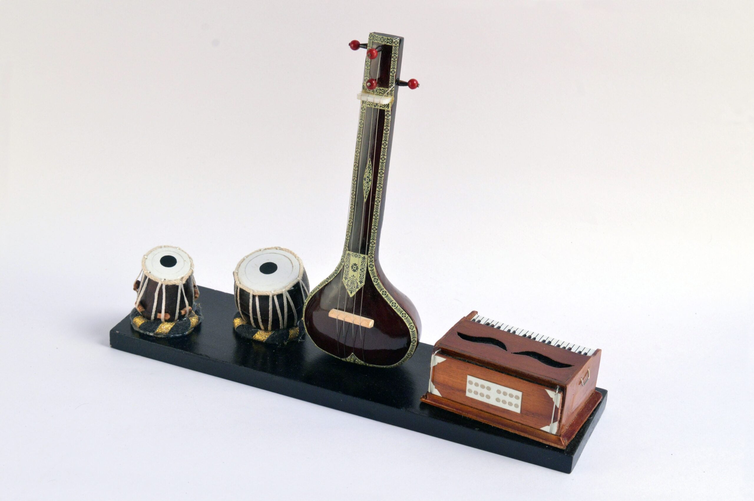 Indian Classical Musical Instrument Set - Decorative Wooden Miniature Instrument