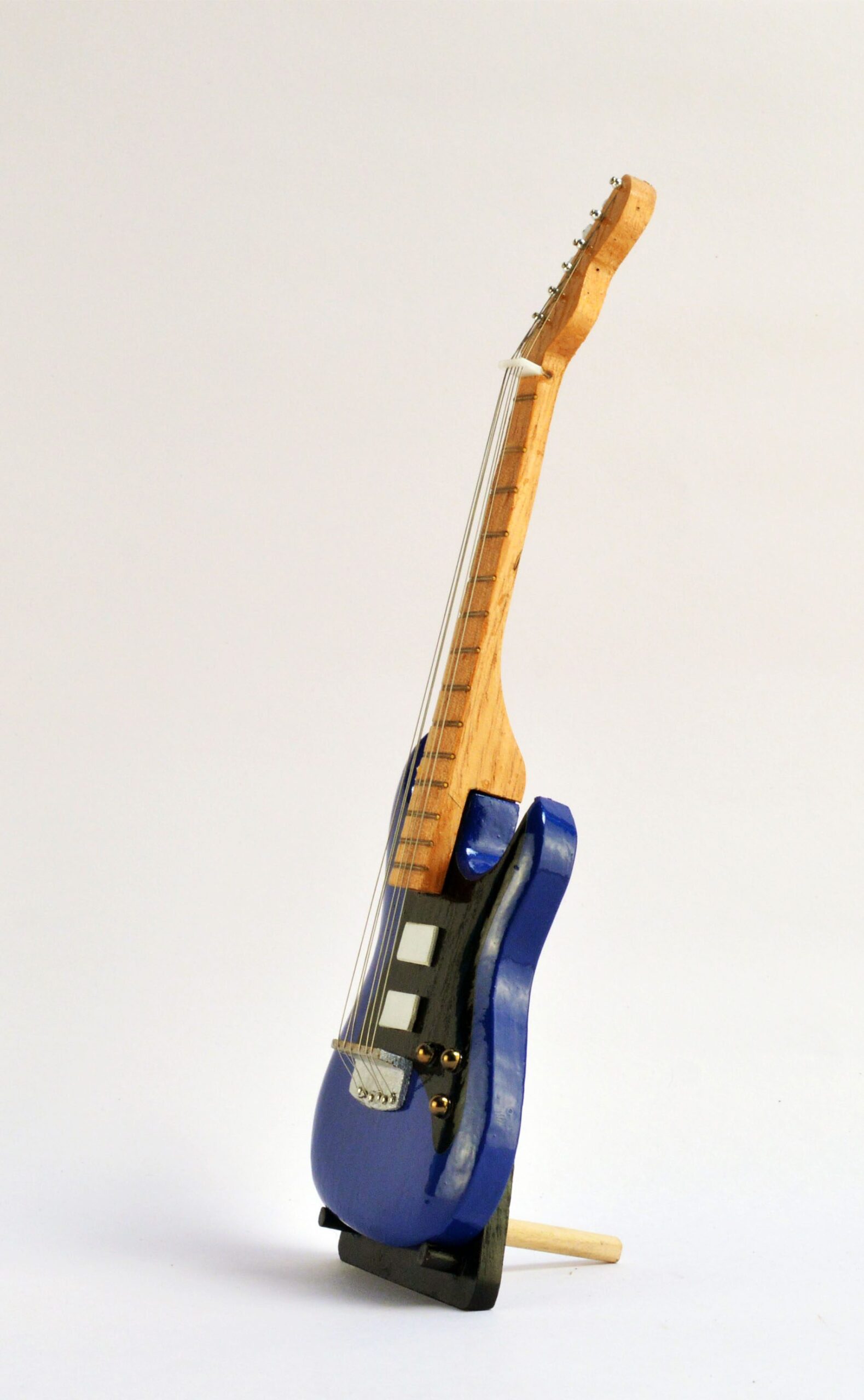 Electric Guitar - Blue - Decorative Wooden Miniature Instrument