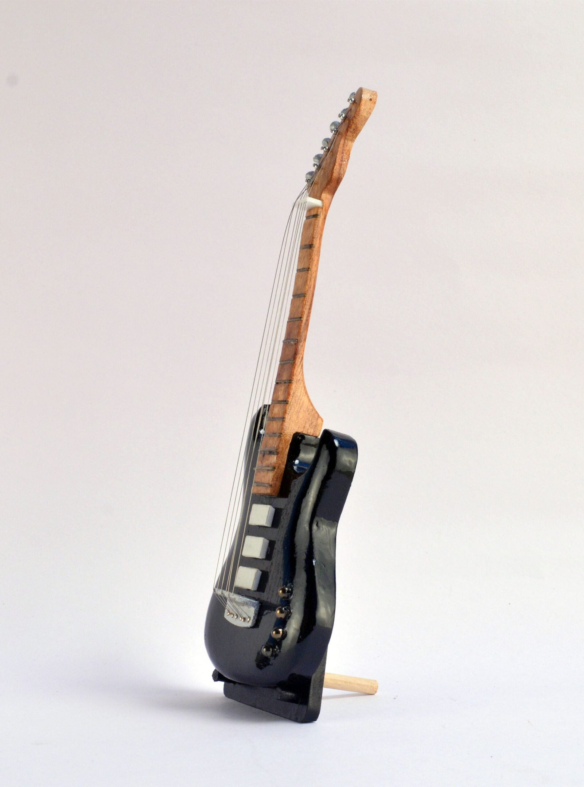 Electric Guitar - Black - Decorative Wooden Miniature Instrument