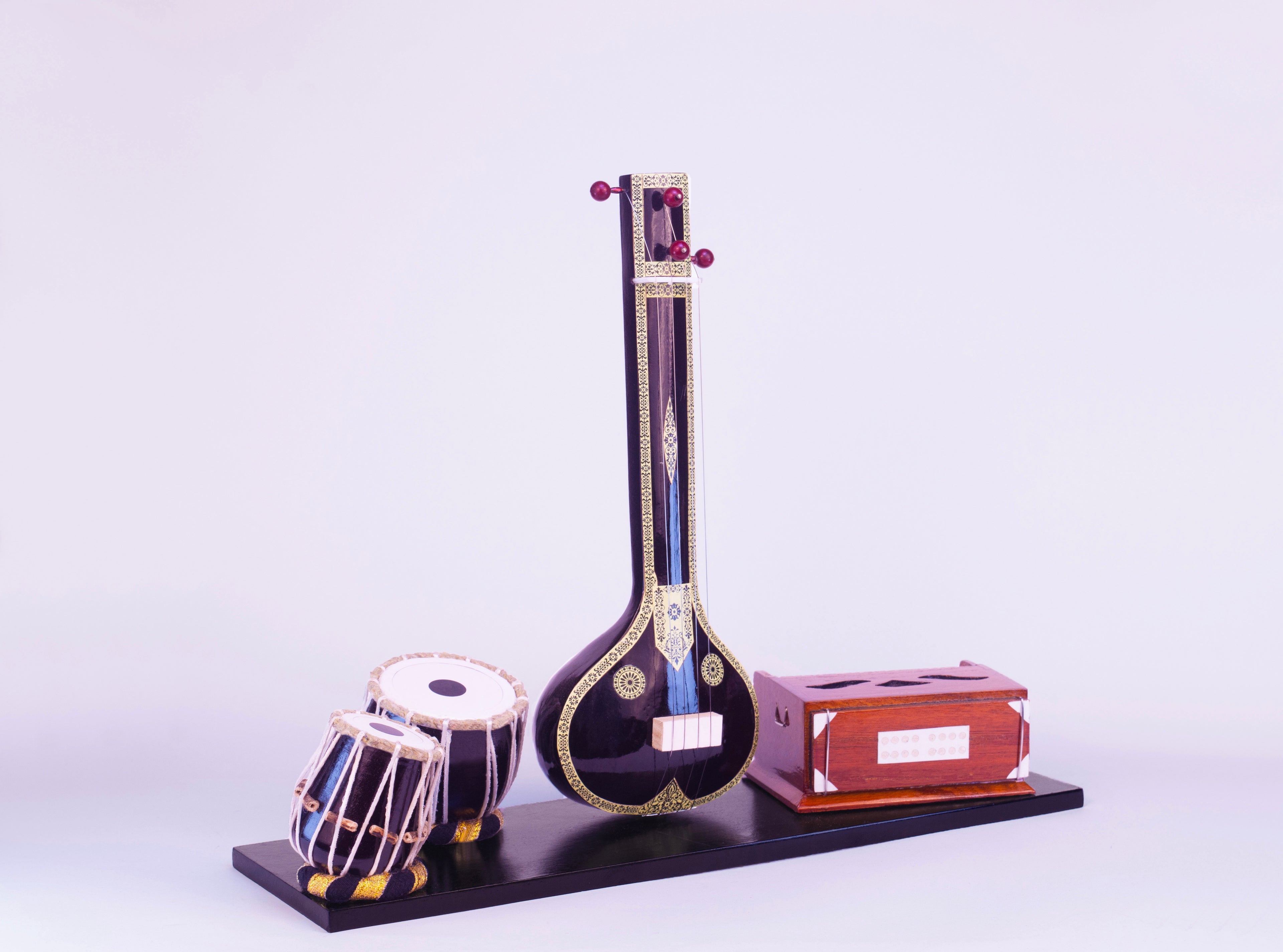 Indian Classical Musical Instrument Set - Wooden Miniature Musical Instrument Handicraft