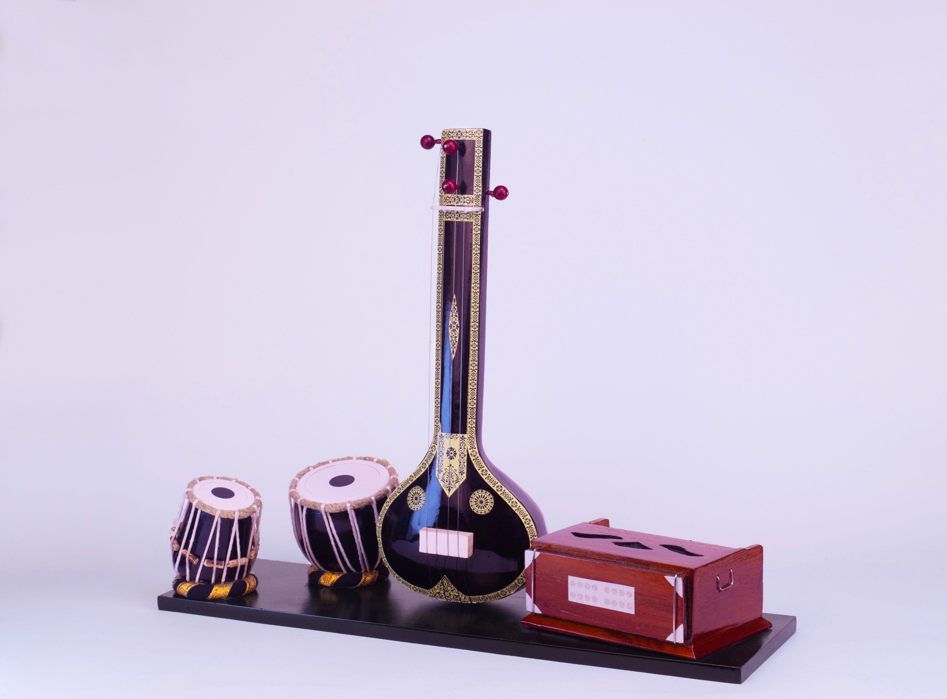Indian Classical Musical Instrument Set - Wooden Miniature Musical Instrument Handicraft
